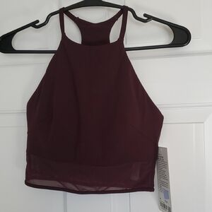NWT Lululemon Nulu High Neck Mesh Hem Halter Bralette Goodnight Plum Sz XS